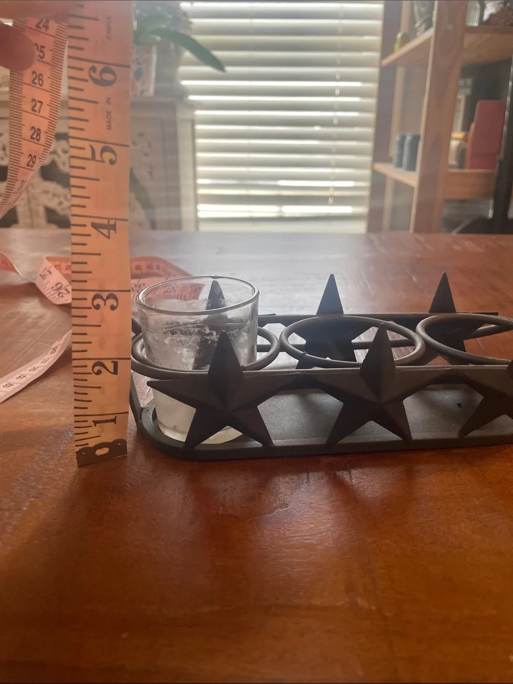 Rustic Metal Star Votive Holder with 3 Glass Cups